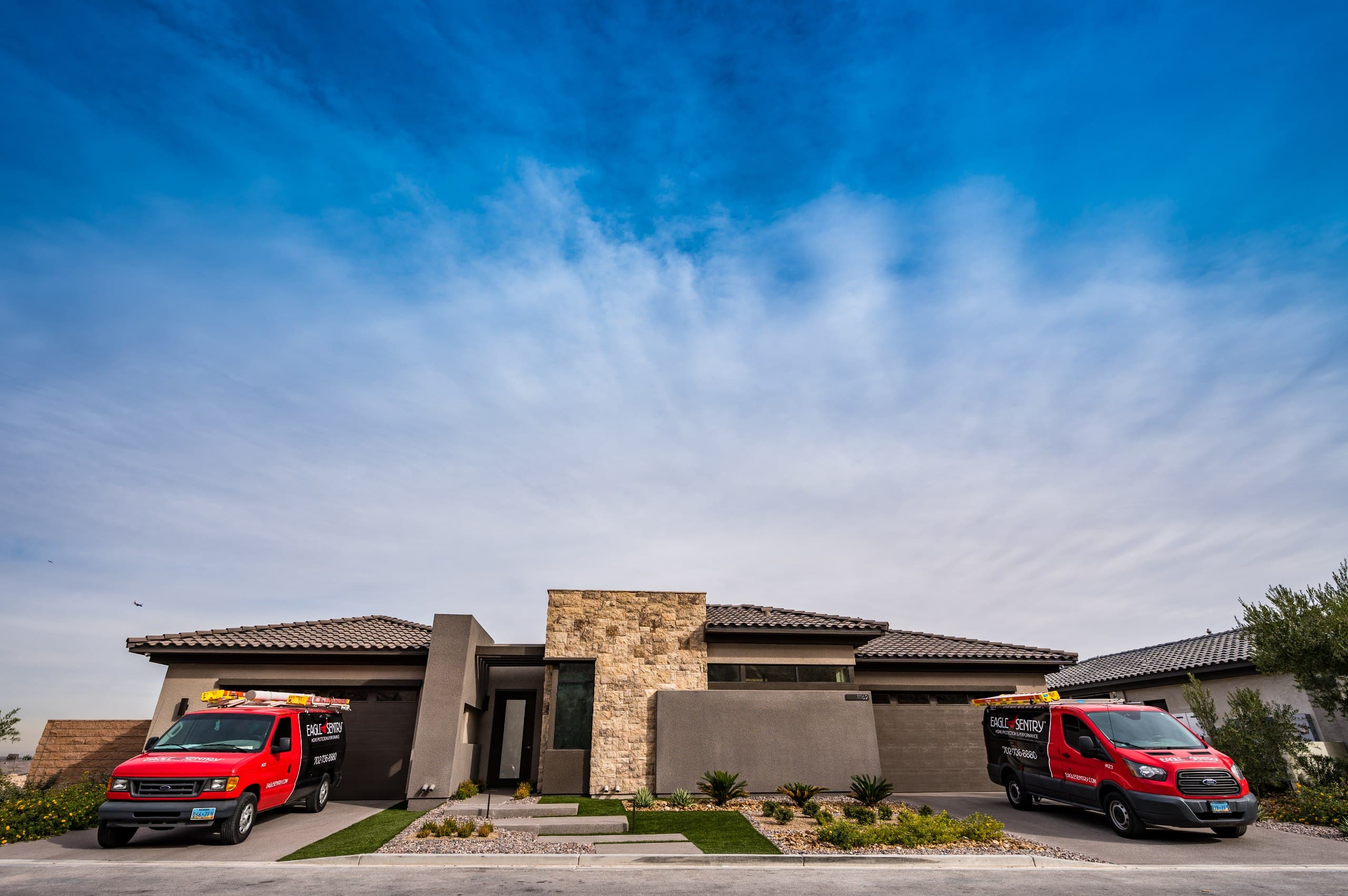 Eagle Sentry service vehicles at a luxury Las Vegas residence